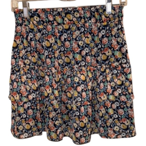 Loft skirt Yellow & Blue Floral tiered NEW xs petite - Picture 4 of 4